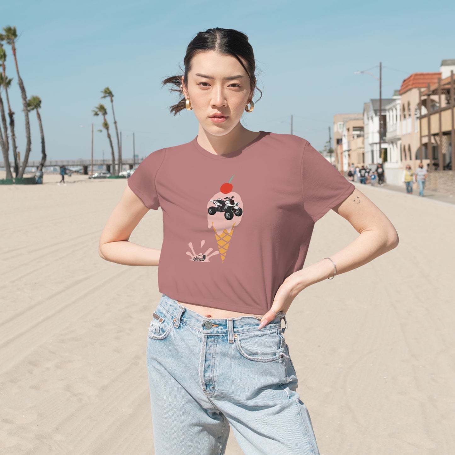 CHERRY Women's Flowy Cropped Tee