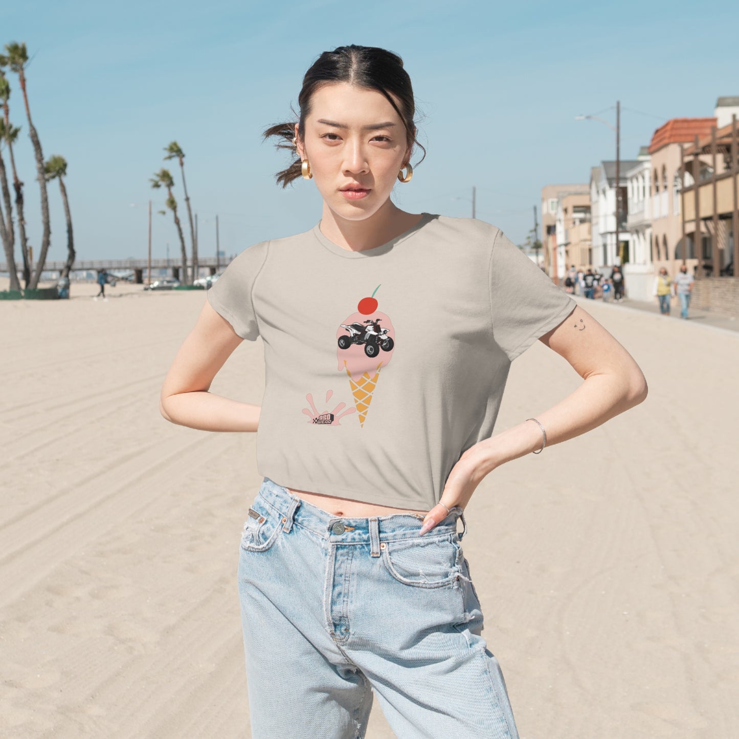 CHERRY Women's Flowy Cropped Tee