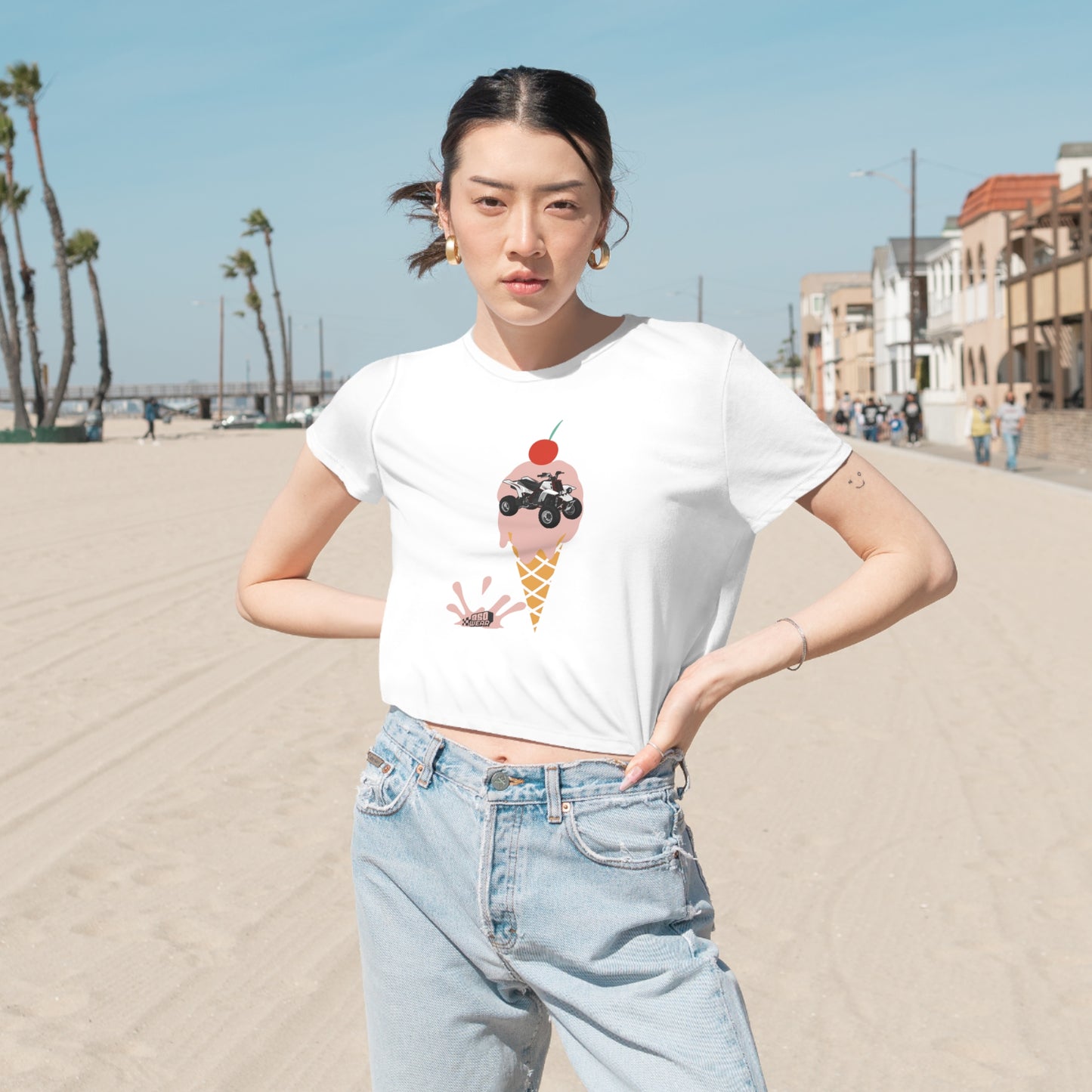 CHERRY Women's Flowy Cropped Tee